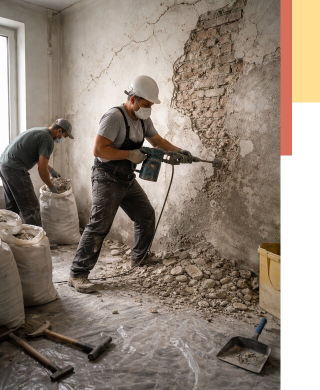 Демонтаж штукатурки со стен в Салавате от 7682 руб/м² — быстро и недорого | ОТДЕЛОЧНИК-Слв