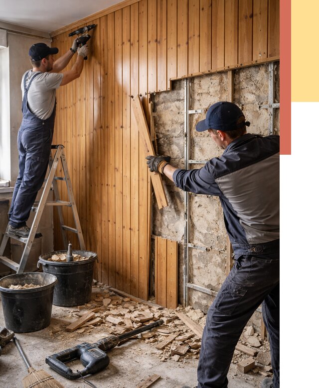 Демонтаж вагонки со стен в Салавате от 1547 руб. — снятие, удаление, срочно | ОТДЕЛОЧНИК-Слв