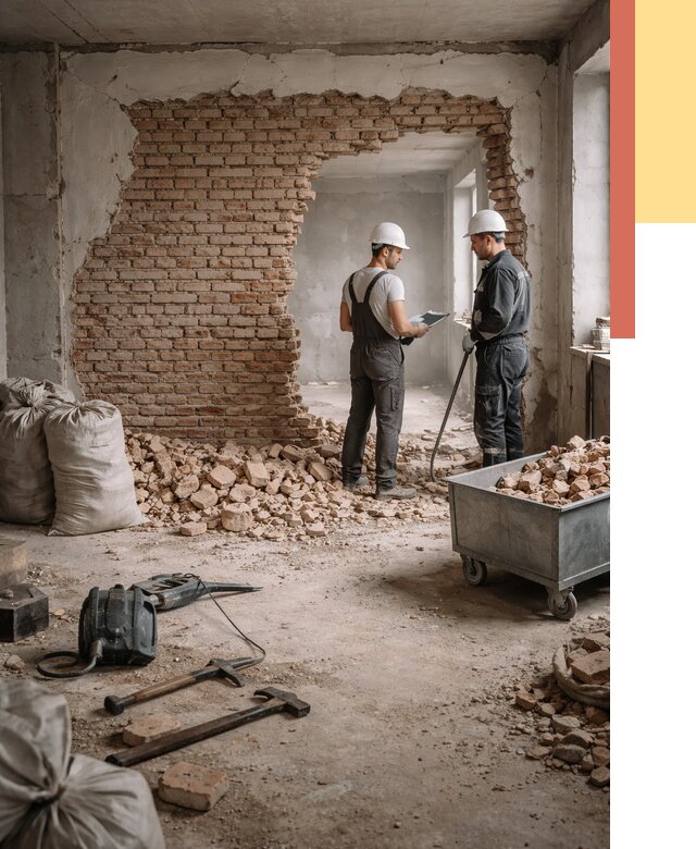 Демонтаж кирпичных стен в Салавате от 4481 руб. — быстро, недорого, под ключ | ОТДЕЛОЧНИК-Слв