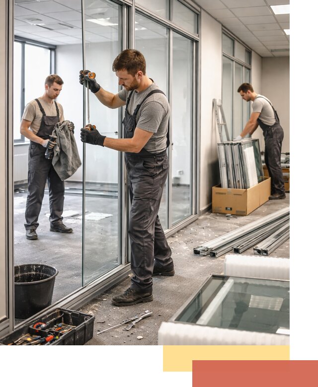 Демонтаж стеклянных перегородок в Салавате быстро и безопасно