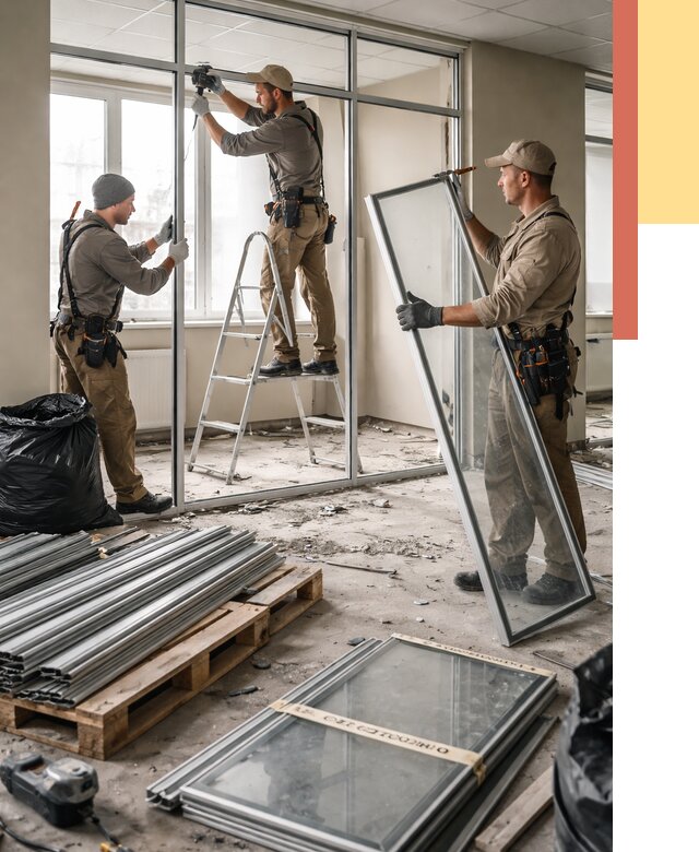 Демонтаж алюминиевых перегородок в Салавате от 4481 руб. — быстро и недорого | ОТДЕЛОЧНИК-Слв