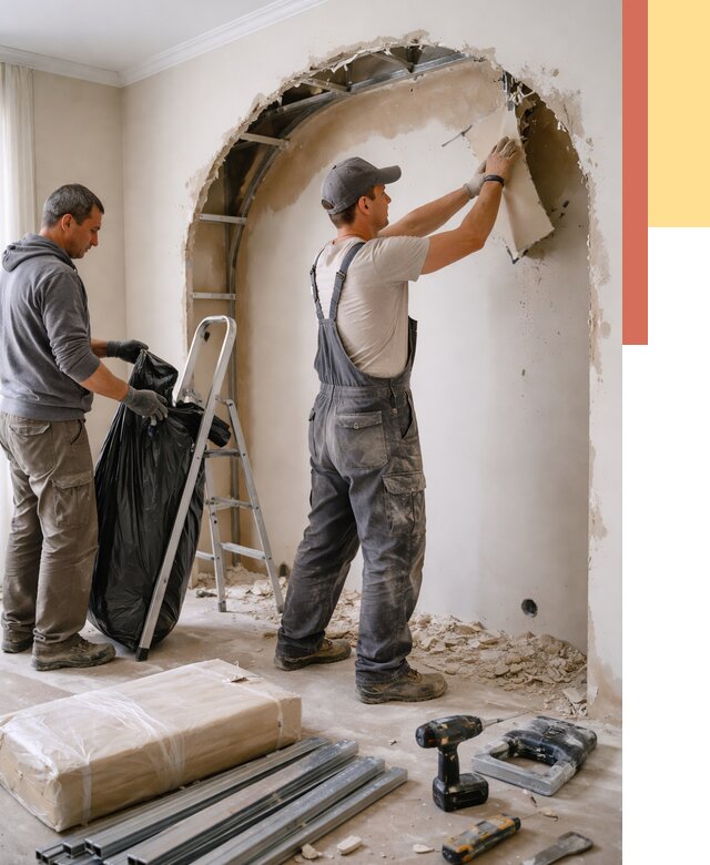 Демонтаж арки из гипсокартона в Салавате от 3734 руб. — услуги под ключ | ОТДЕЛОЧНИК-Слв