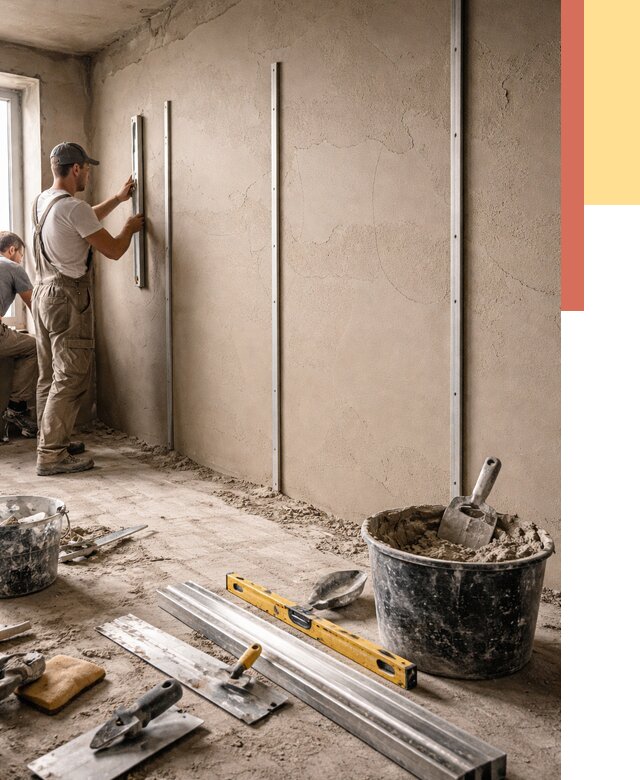 Штукатурка стен по маякам в Салавате от 5868 руб./м² — выравнивание под ключ | ОТДЕЛОЧНИК-Слв