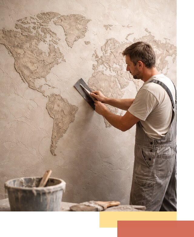 Декоративная штукатурка «Карта мира» под ключ в Салавате