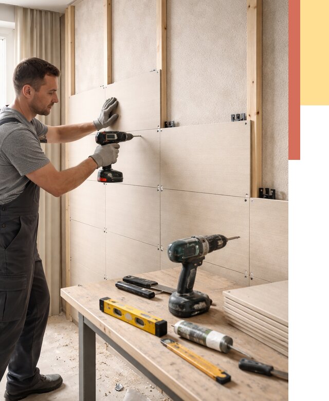 Монтаж МДФ панелей на стены в Салавате от 1334 руб. под ключ | ОТДЕЛОЧНИК-Слв