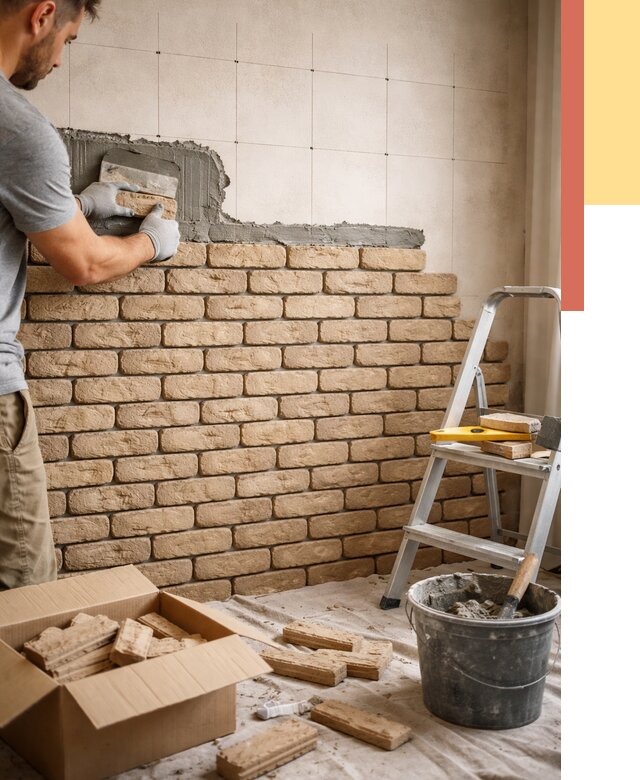 Монтаж декоративного кирпича в Салавате от 3414 руб./м² — быстро и недорого | ОТДЕЛОЧНИК-Слв