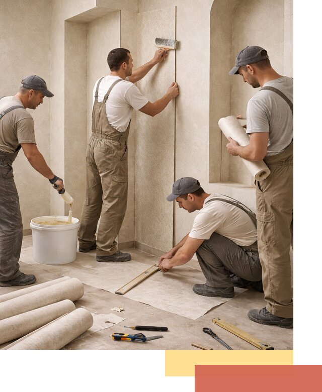 Поклейка обоев на сложные стены и неровные поверхности в Салавате