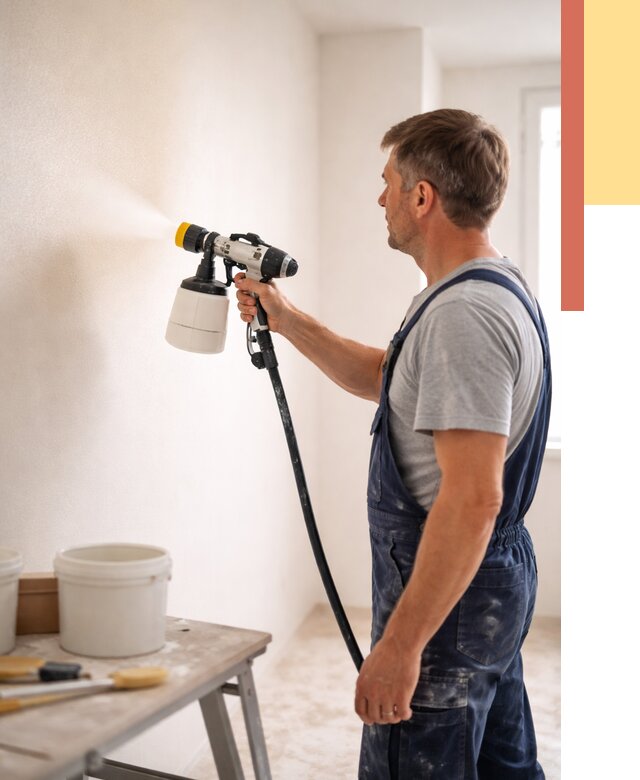 Покраска стен краскопультом в Салавате от 8002 руб. — механизированная покраска | ОТДЕЛОЧНИК-Слв