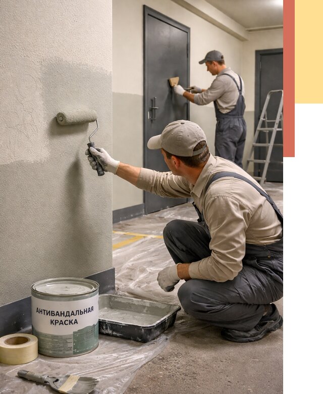 Покраска стен антивандальной краской в Салавате от 4801 руб./м² под ключ | ОТДЕЛОЧНИК-Слв