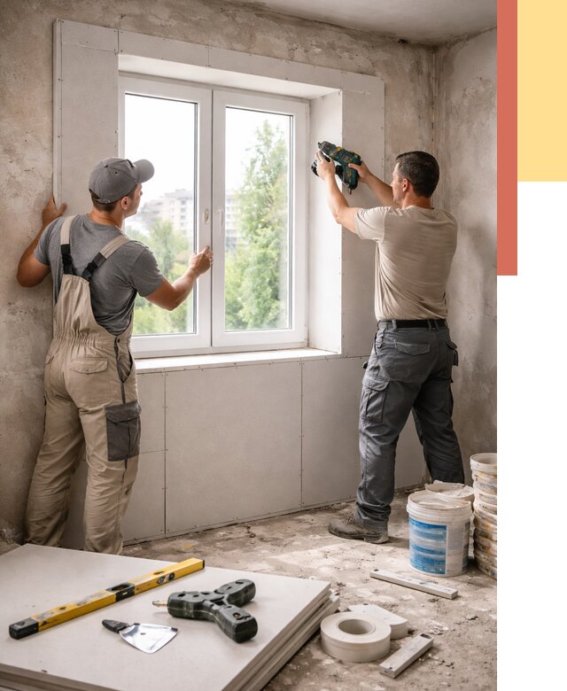 Монтаж откосов из гипсокартона в Салавате от 4801 руб. под ключ | ОТДЕЛОЧНИК-Слв