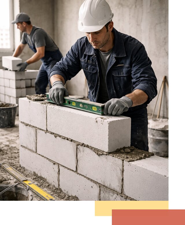 Кладка перегородок из пеноблока под ключ в Салавате