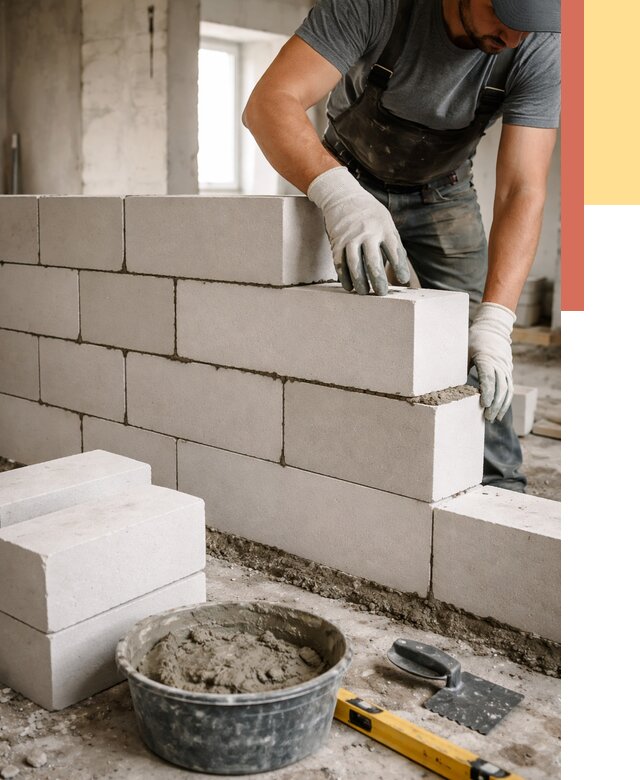 Кладка перегородок из силикатного блока в Салавате от 4268 руб. под ключ | ОТДЕЛОЧНИК-Слв