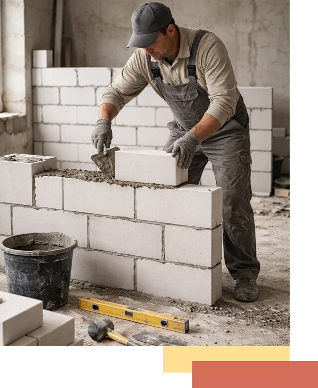 Кладка перегородок из силикатного блока в Салавате