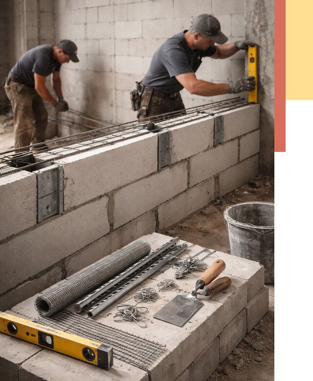 Армирование кладки перегородок в Салавате от 800 руб. под ключ | ОТДЕЛОЧНИК-Слв