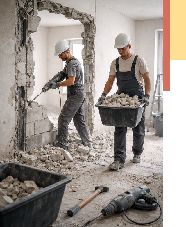 Демонтаж блоковых перегородок в Салавате от 4001 руб. — быстро и недорого | ОТДЕЛОЧНИК-Слв