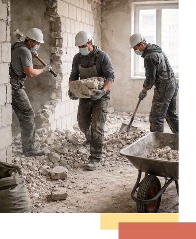 Демонтаж блочных перегородок в Салавате быстро и аккуратно