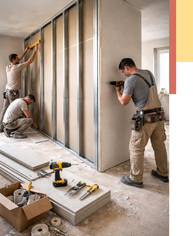 Монтаж однослойной перегородки из гипсокартона в Салавате от 693 руб. | ОТДЕЛОЧНИК-Слв