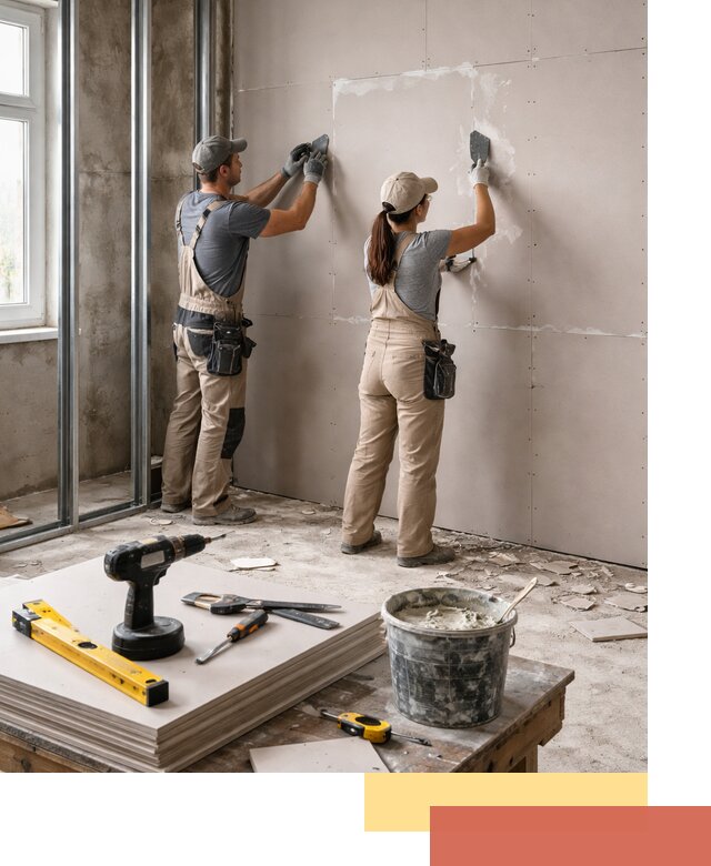 Монтаж двухслойной перегородки из гипсокартона в Салавате