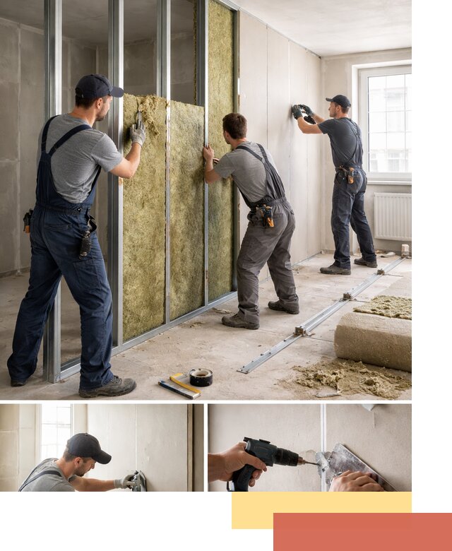 Перегородка из гипсокартона с шумоизоляцией в Салавате — монтаж под ключ