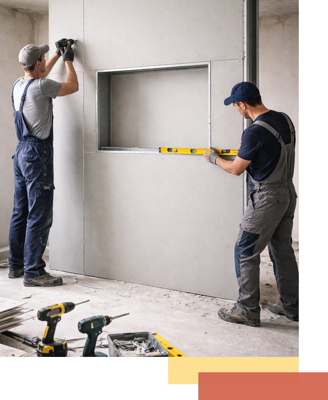 Перегородка из гипсокартона с нишей под декор в Салавате