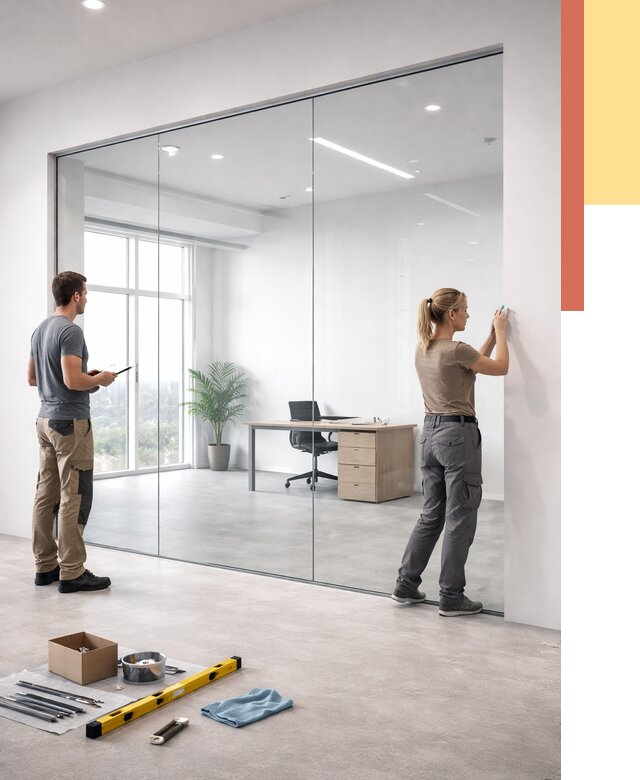 Перегородки из закаленного стекла в Салавате от 10136 руб. под ключ | ОТДЕЛОЧНИК-Слв