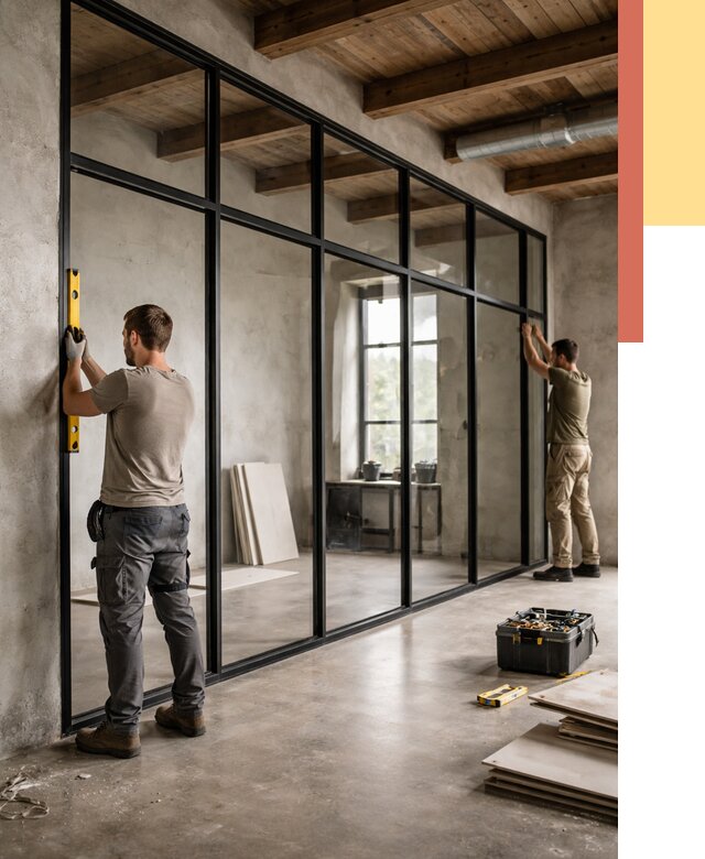 Стеклянные перегородки лофт в Салавате от 11202 руб. под ключ | ОТДЕЛОЧНИК-Слв