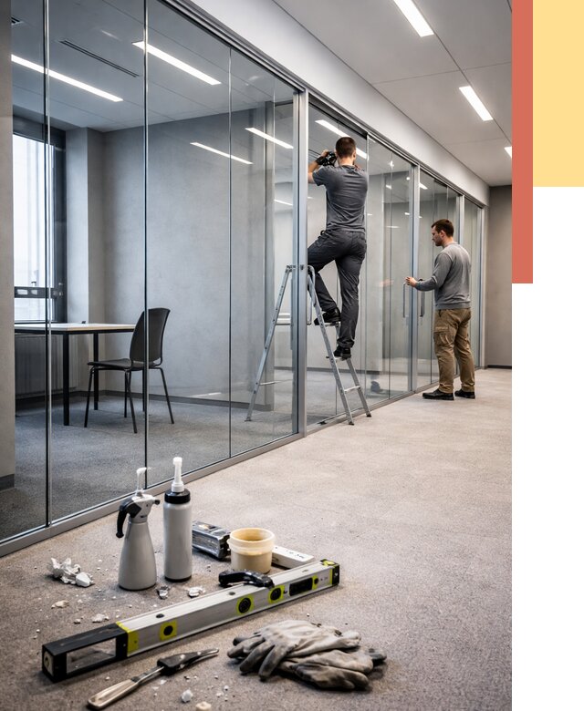 Стеклянные офисные перегородки в Салавате от 9069 руб. — монтаж и установка | ОТДЕЛОЧНИК-Слв