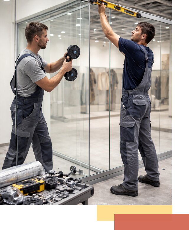 Стеклянные перегородки для магазинов в Салавате — монтаж и установка