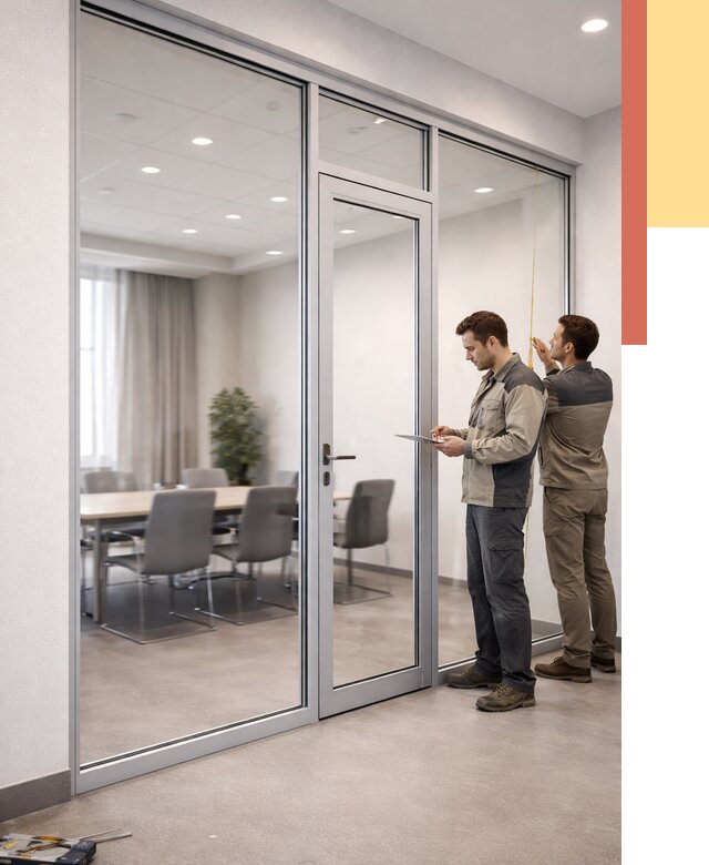 Установка и монтаж алюминиевых перегородок со стеклом в Салавате от 8749 руб. | ОТДЕЛОЧНИК-Слв