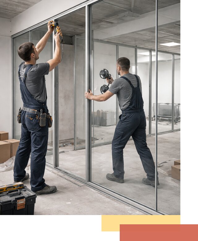 Алюминиевые перегородки со стеклом в Салавате — изготовление и монтаж