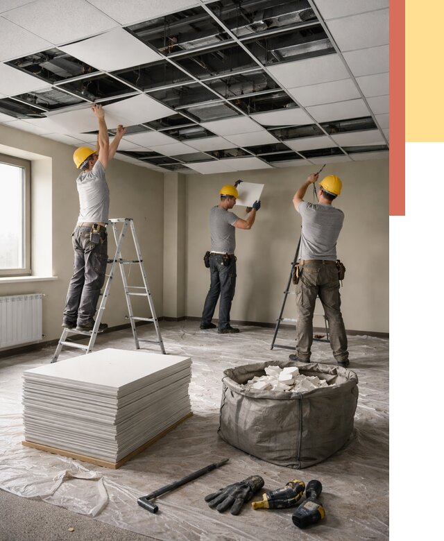 Демонтаж потолка Армстронг в Салавате от 4801 руб. быстро и недорого | ОТДЕЛОЧНИК-Слв