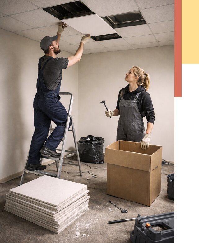 Демонтаж потолочной плитки в Салавате от 4801 руб. быстро и недорого | ОТДЕЛОЧНИК-Слв