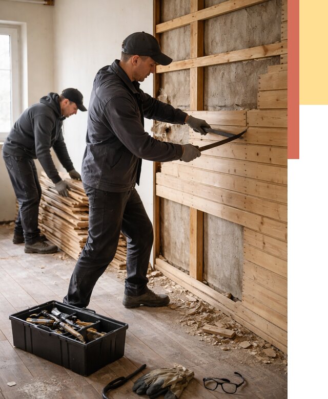 Демонтаж вагонки в Салавате от 4054 руб/м2 — быстро и недорого | ОТДЕЛОЧНИК-Слв