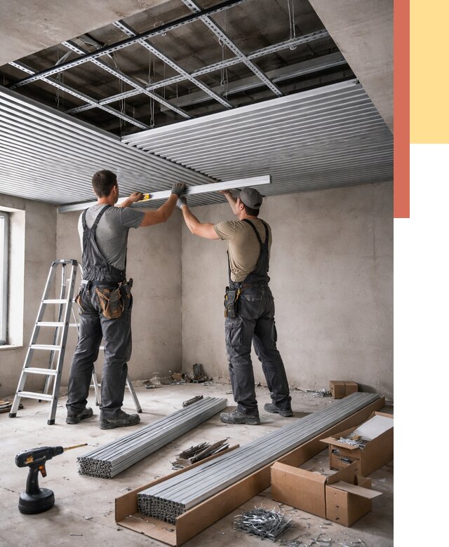 Монтаж реечного потолка в Салавате от 4801 руб. под ключ | ОТДЕЛОЧНИК-Слв