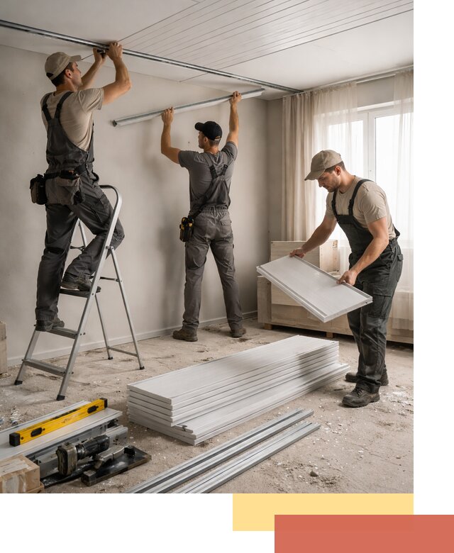 Монтаж потолка из ПВХ панелей в Салавате оперативно и качественно