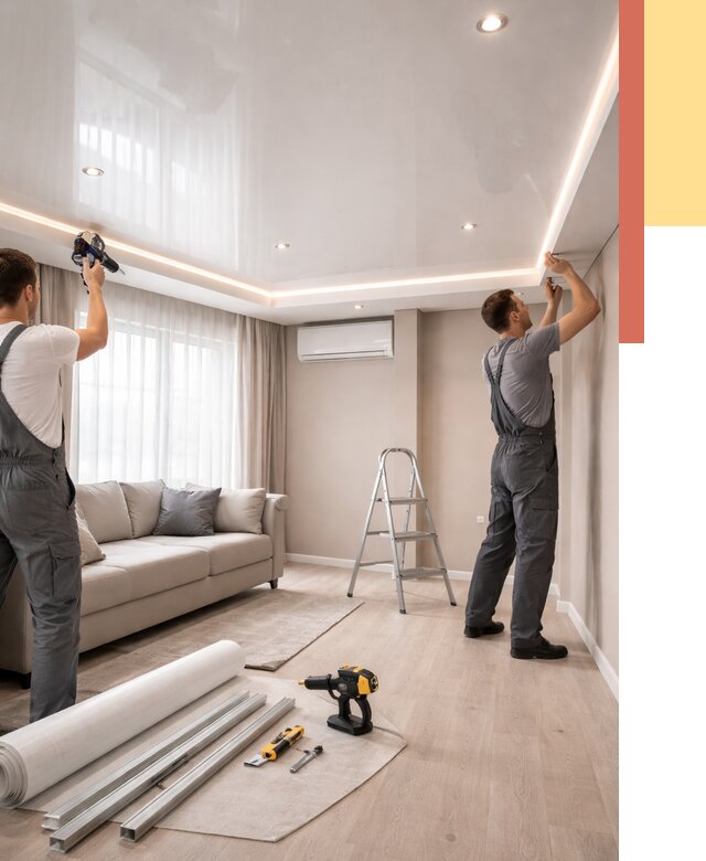 Монтаж глянцевого натяжного потолка в Салавате от 800 руб. под ключ | ОТДЕЛОЧНИК-Слв