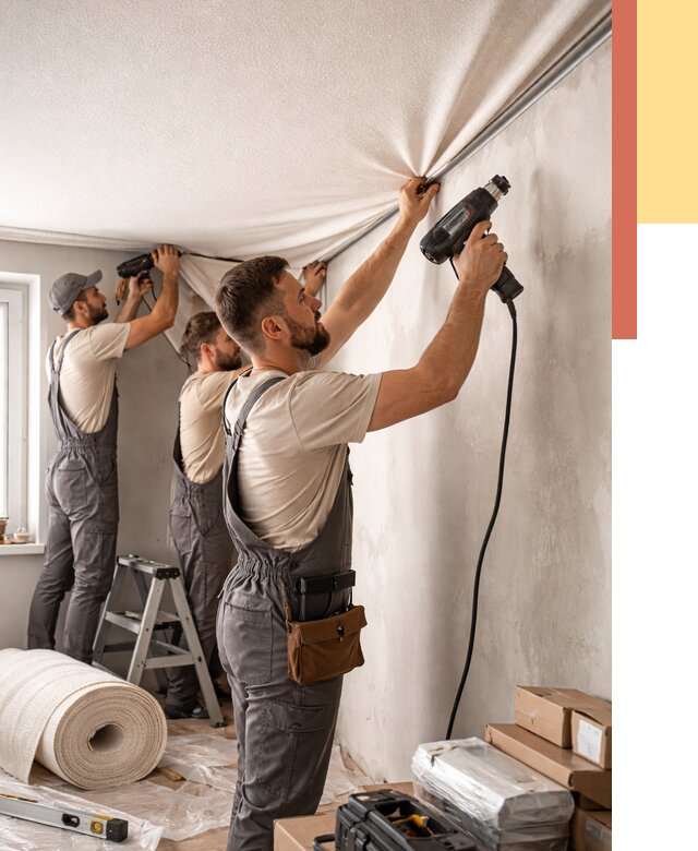 Монтаж фактурного натяжного потолка в Салавате от 800 руб. — ОТДЕЛОЧНИК-Слв