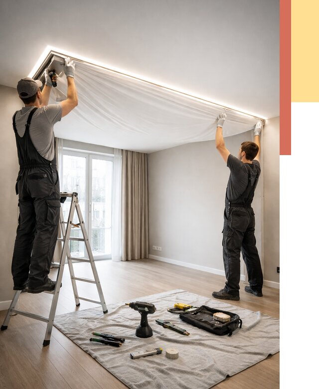 Монтаж парящего натяжного потолка в Салавате от 4801 руб. быстро и недорого | ОТДЕЛОЧНИК-Слв