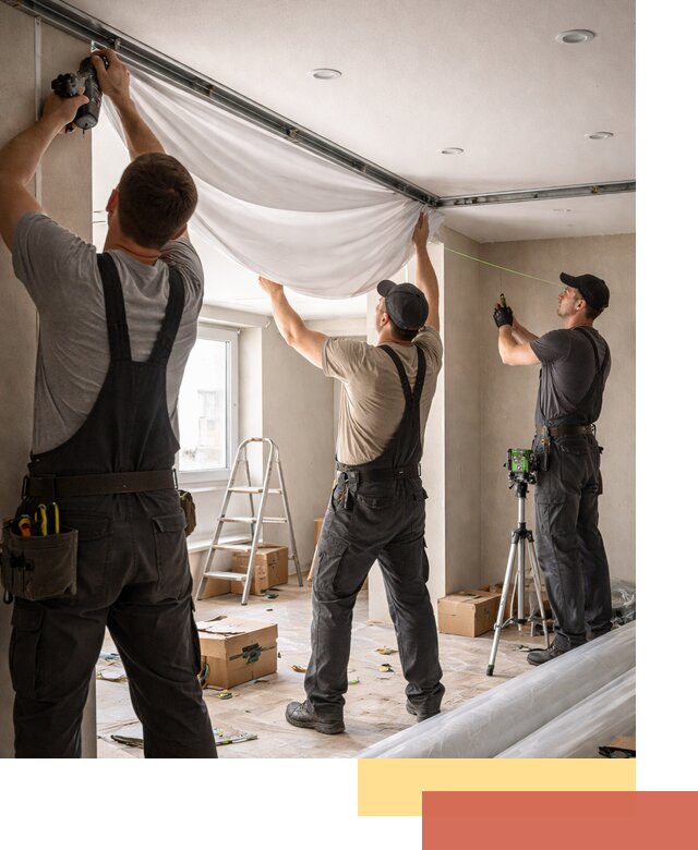 Монтаж парящего натяжного потолка под ключ в Салавате