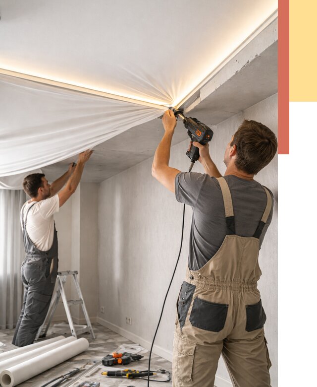 Монтаж натяжного потолка с подсветкой в Салавате от 1014 руб. | ОТДЕЛОЧНИК-Слв