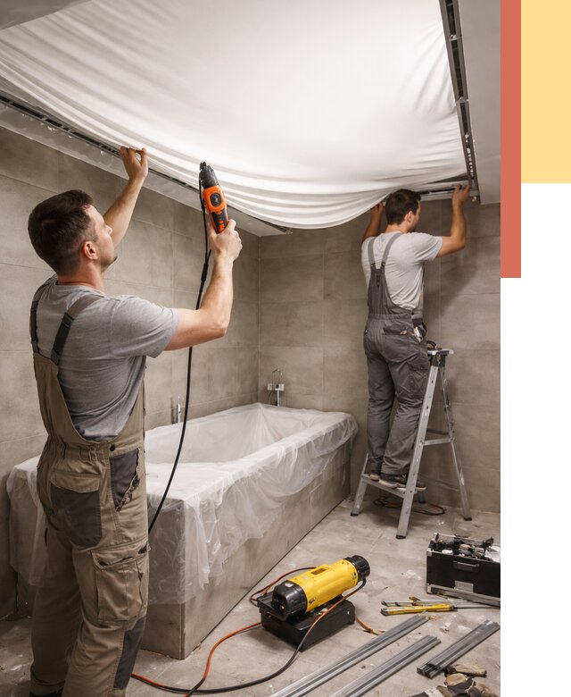 Монтаж натяжного потолка в ванной в Салавате от 1280 руб. под ключ | ОТДЕЛОЧНИК-Слв