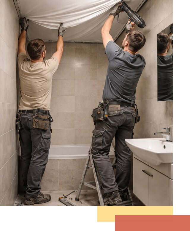 Монтаж натяжного потолка в ванной в Салавате быстро и качественно