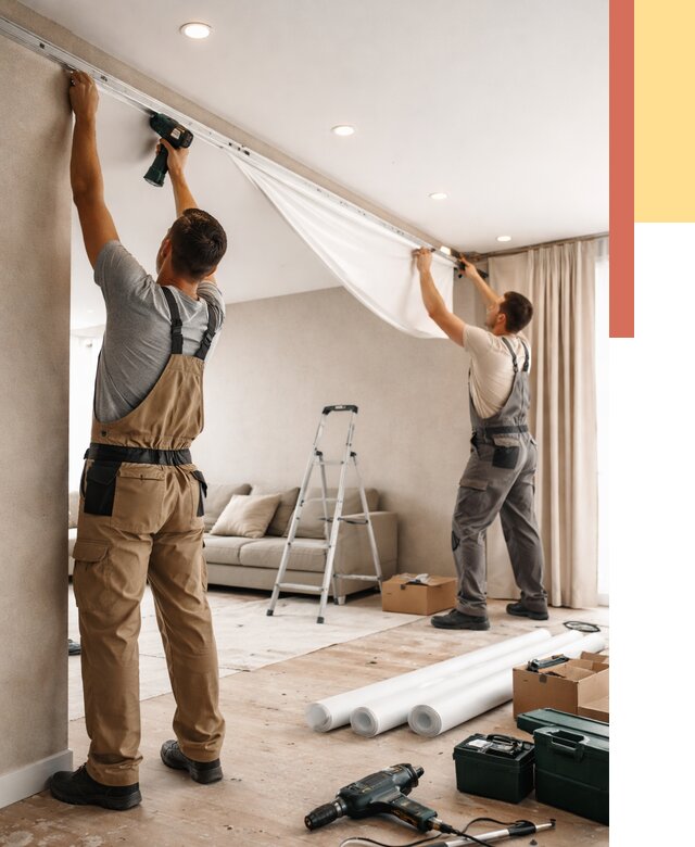 Монтаж натяжного потолка в гостиной в Салавате от 587 руб. | ОТДЕЛОЧНИК-Слв