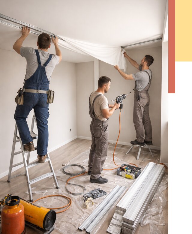 Монтаж натяжного потолка в студии в Салавате от 5868 руб. — быстро и недорого | ОТДЕЛОЧНИК-Слв