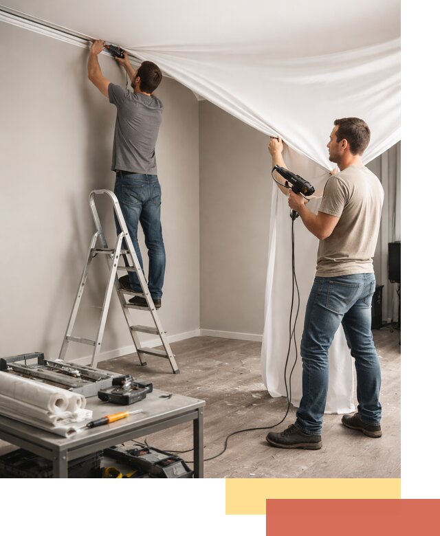 Монтаж натяжного потолка в студии в Салавате