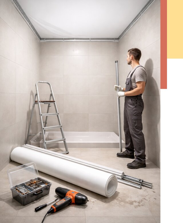 Монтаж натяжного потолка в санузле в Салавате от 1974 руб. — ОТДЕЛОЧНИК-Слв