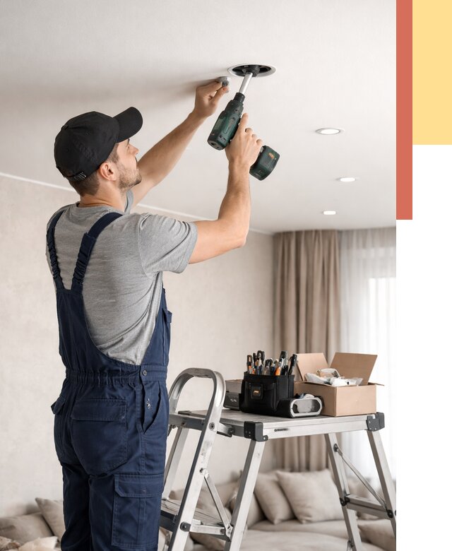 Установка и монтаж точечных светильников в натяжной потолок в Салавате от 1920 руб. | ОТДЕЛОЧНИК-Слв