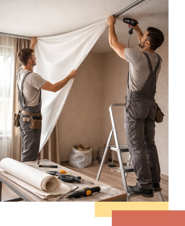 Замена полотна натяжного потолка в Салавате быстро и качественно