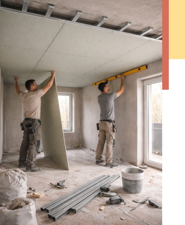 Одноуровневый потолок из гипсокартона в Салавате от 800 руб. — монтаж под ключ | ОТДЕЛОЧНИК-Слв