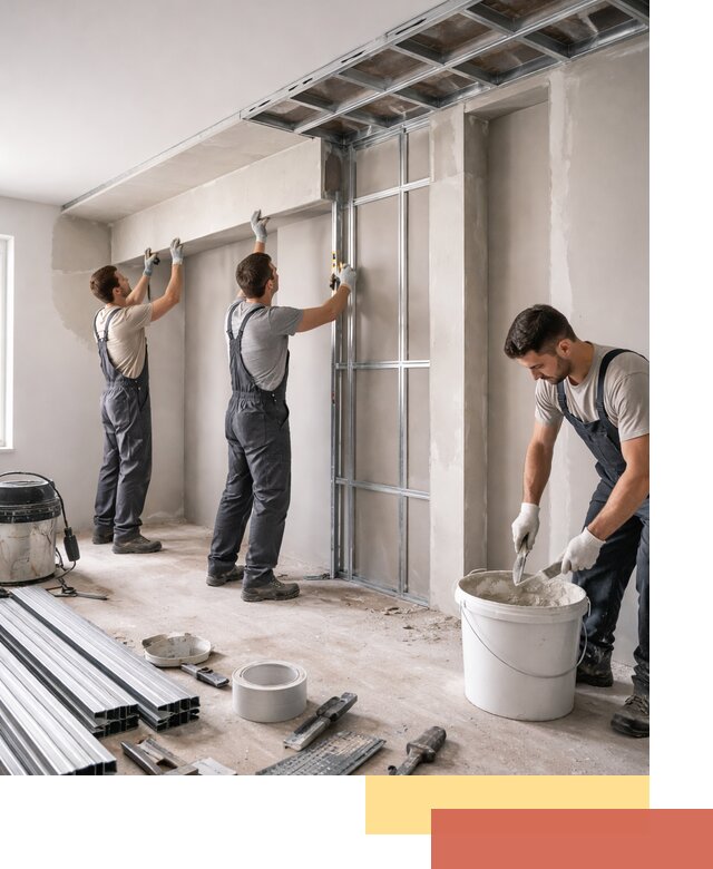 Монтаж потолка из гипсокартона с нишей в Салавате